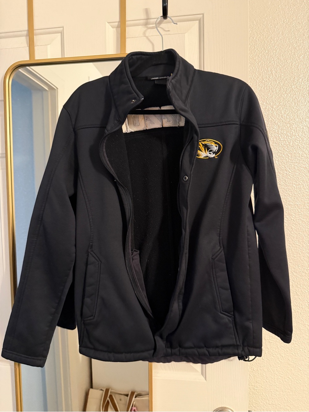 Black University Softshell Jacket with Tiger Logo